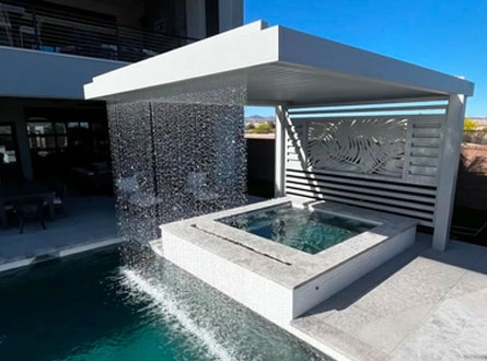 Custom Cantilever Spa Cover With Waterfall